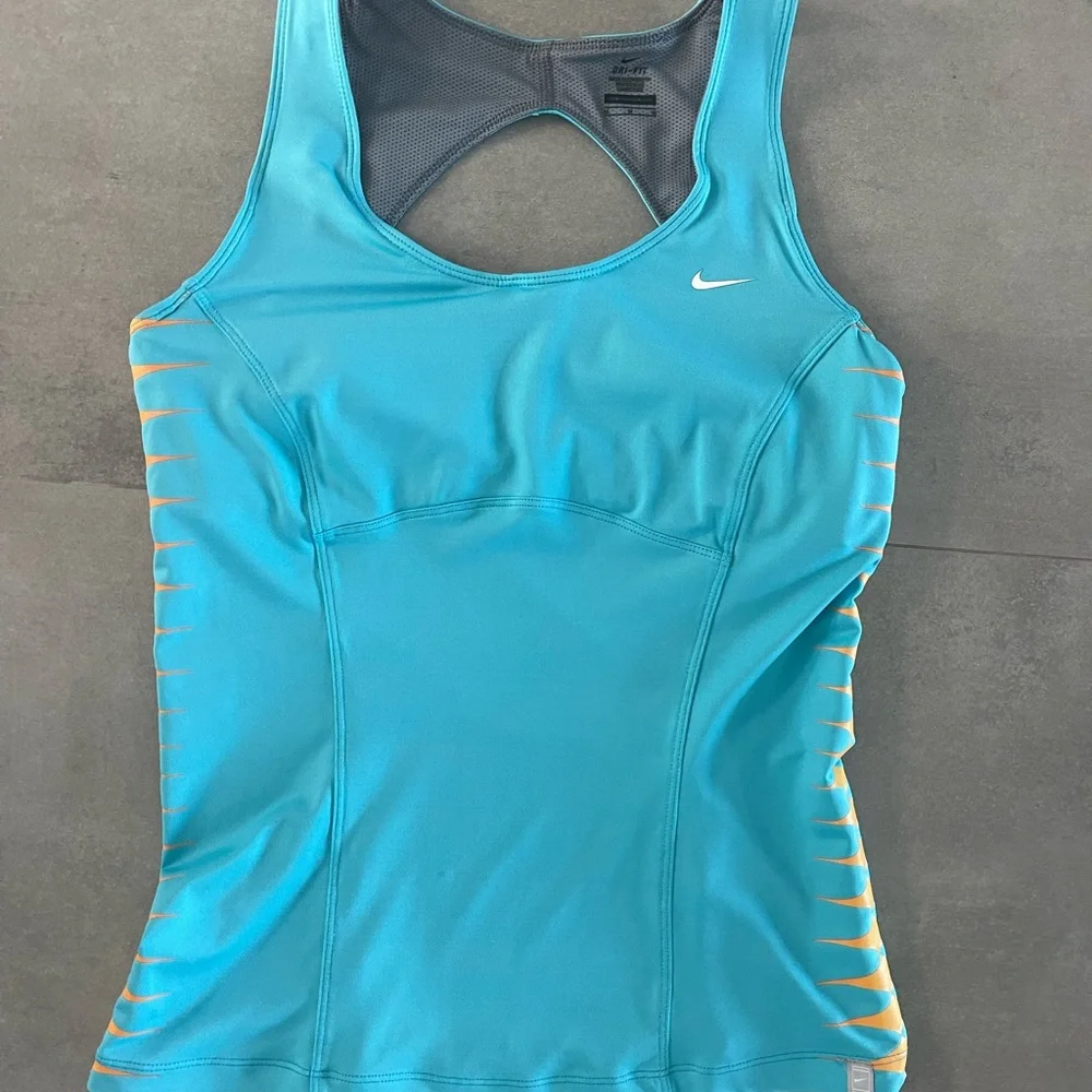 Nike Aqua Blue Tank Top with Orange Accents - Picture 3 of 5